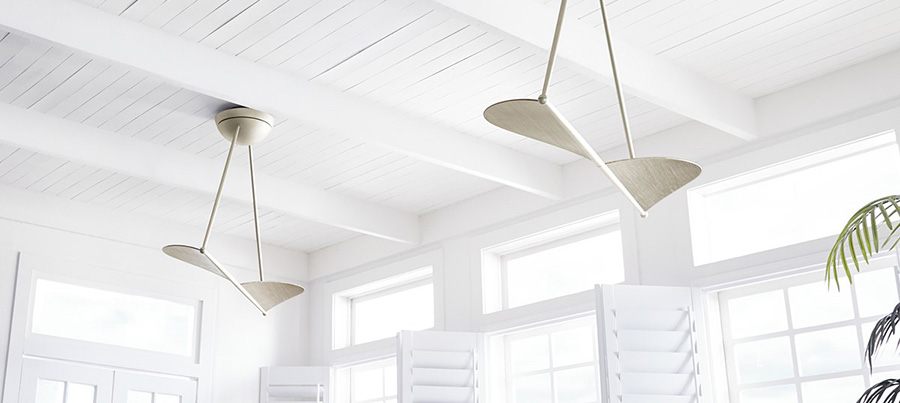 Two ceiling fans in a large room