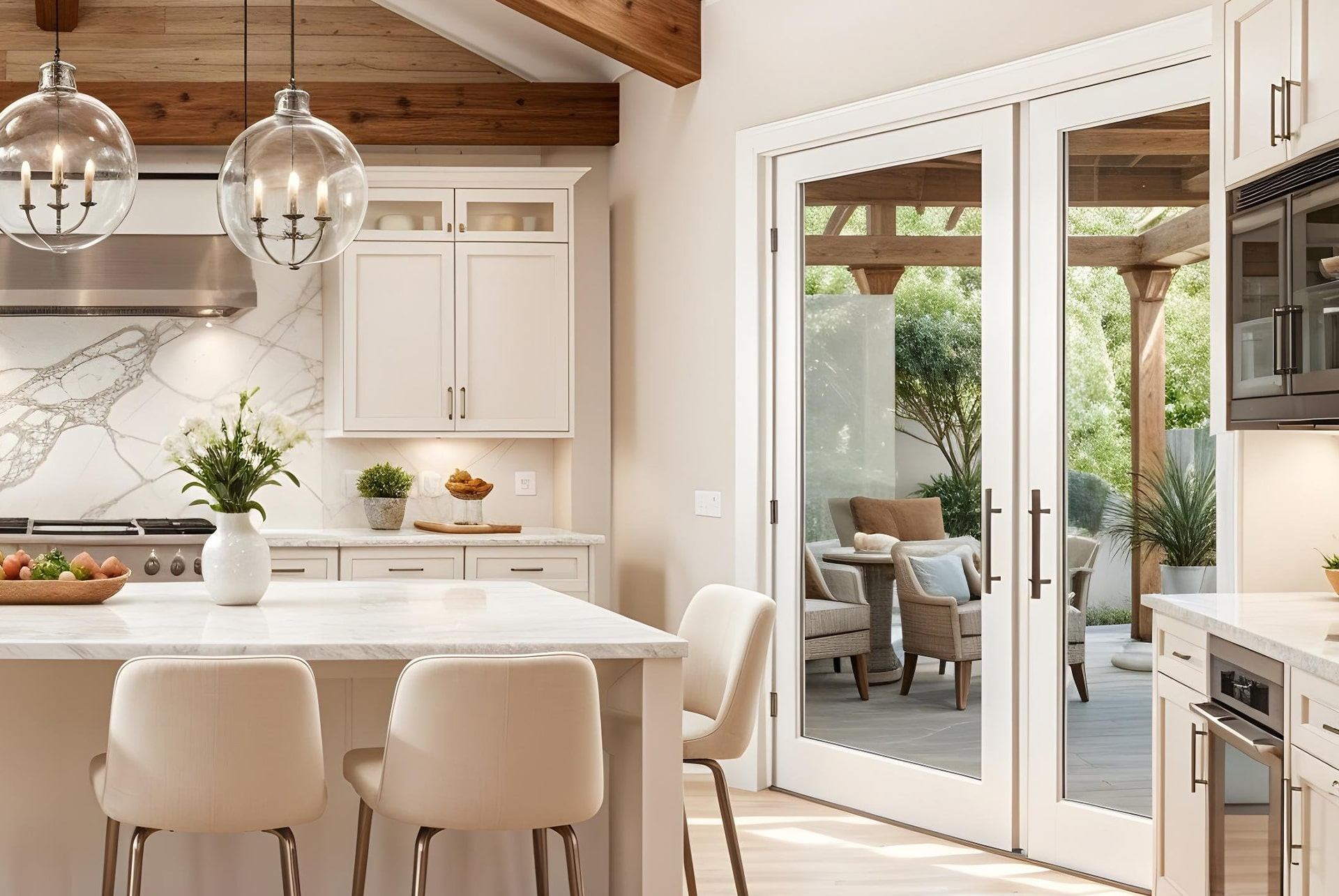 Patio doors in a coastal home