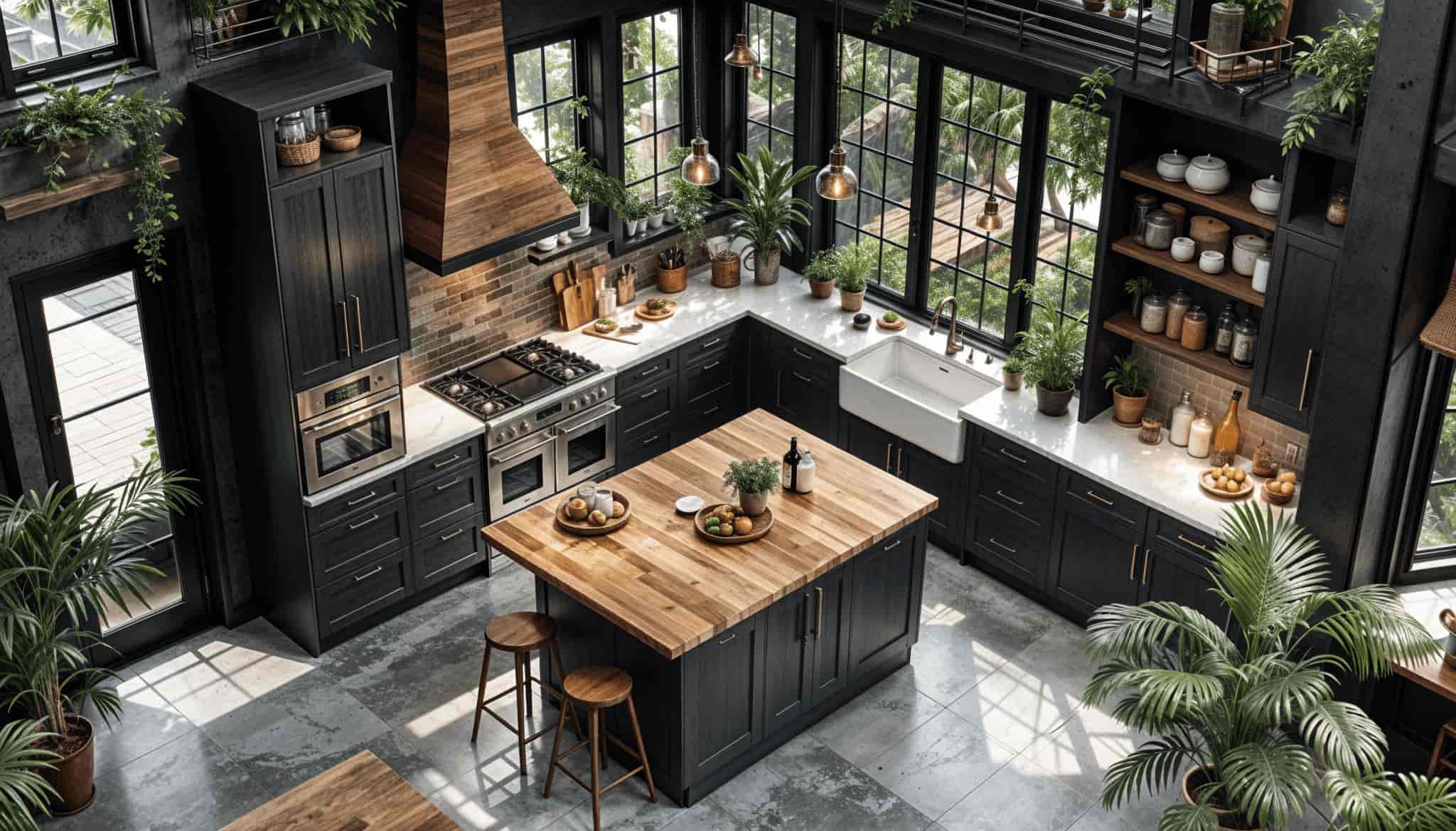 Modern kitchen with island cabinetry